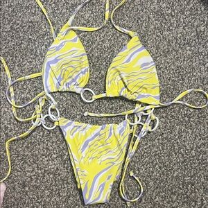 Yellow and Purple Swirl Bikini Set